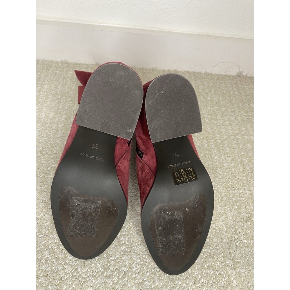 White Mountain Women's Wine Red Block Heel Booties Suedette Size 39 - Picture 9 of 13